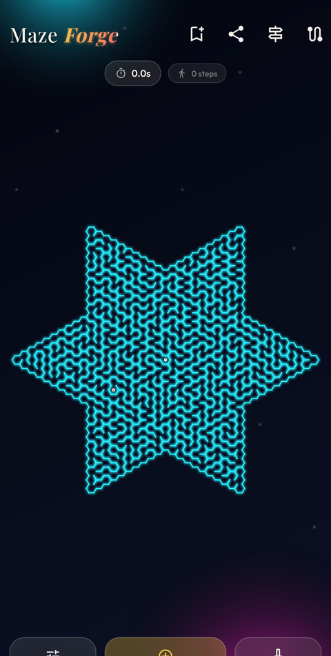 Six-point star maze in the Neon Arcade theme