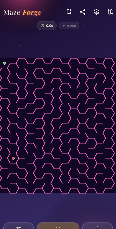 Hexagonal maze in the Synthwave theme